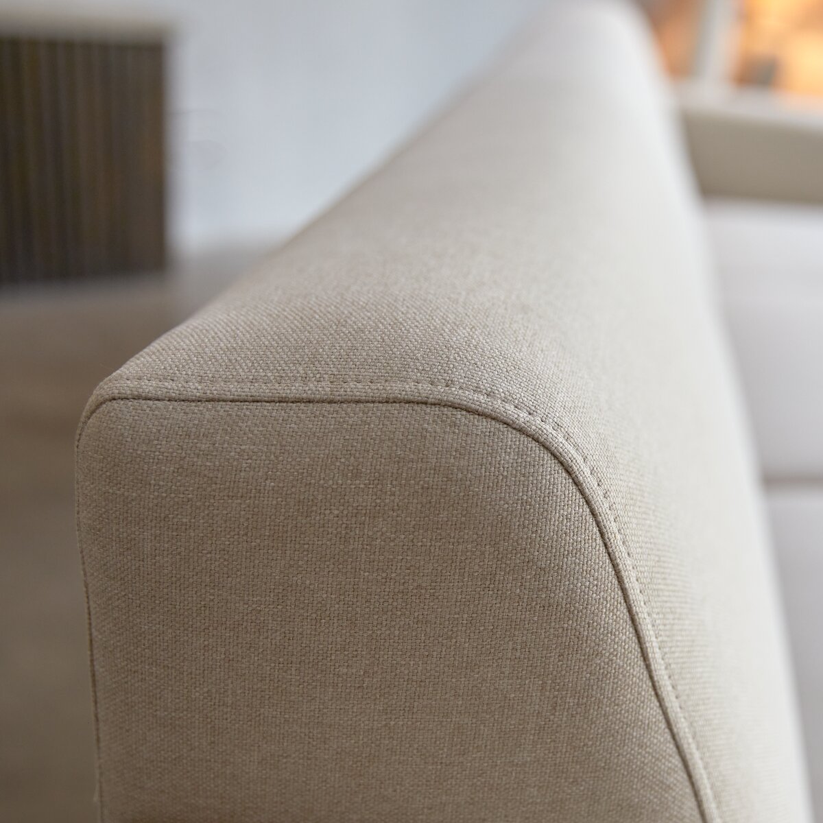 Lars - Ecksofa mit Eckelement rechts und ecrufarbenem Stoffbezug 300 x 150 cm ,5-Sitzer Lars - Ecksofa mit Eckelement rechts und ecrufarbenem Stoffbezug 300 x 150 cm ,5-Sitzer