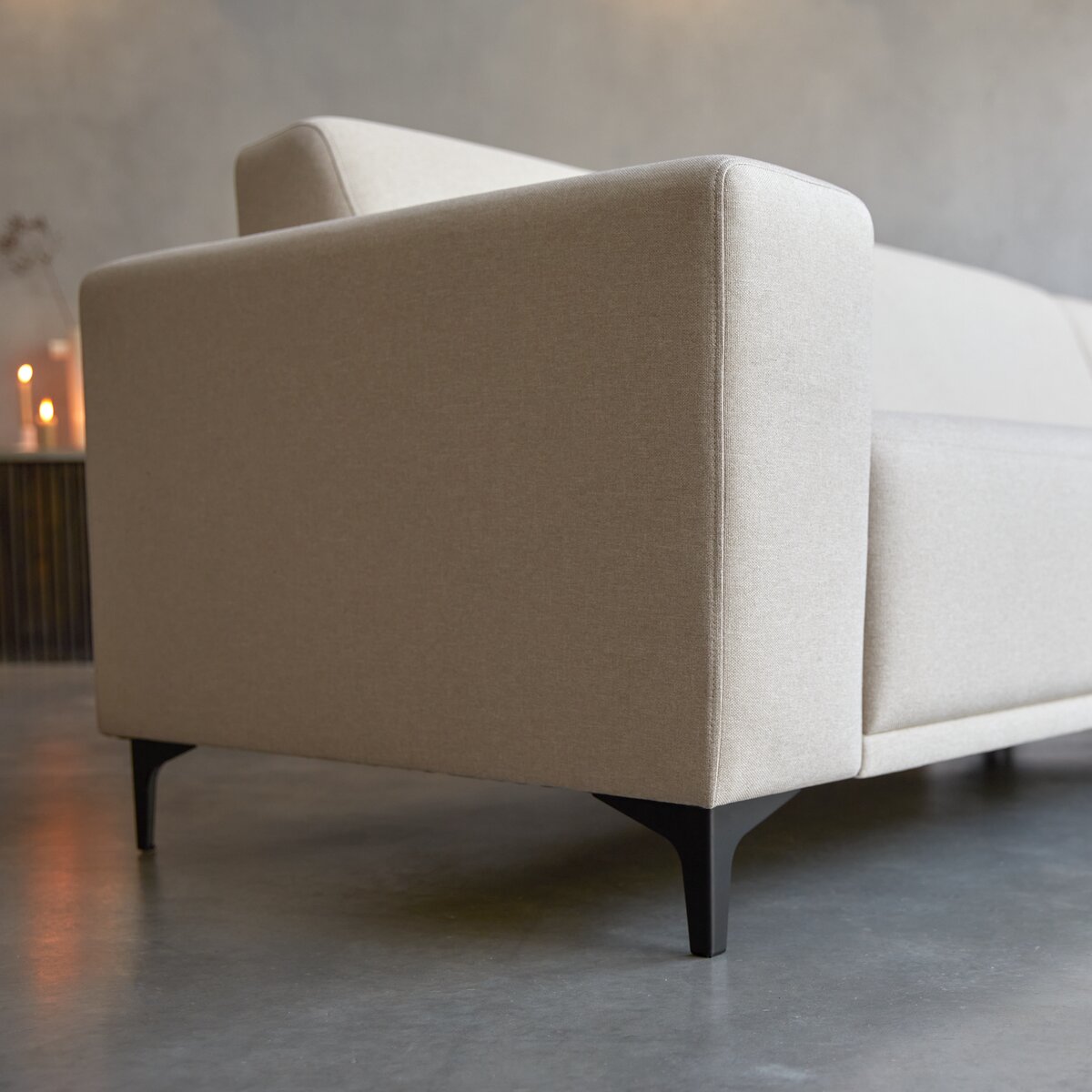 Lars - Ecksofa mit Eckelement rechts und ecrufarbenem Stoffbezug 300 x 150 cm ,5-Sitzer Lars - Ecksofa mit Eckelement rechts und ecrufarbenem Stoffbezug 300 x 150 cm ,5-Sitzer