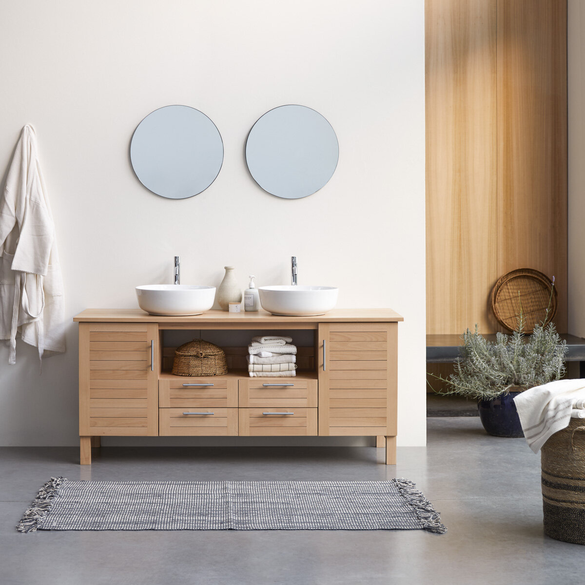 Soho - Mueble bajo lavabo de haya maciza 165 cm Soho - Mueble bajo lavabo de haya maciza 165 cm