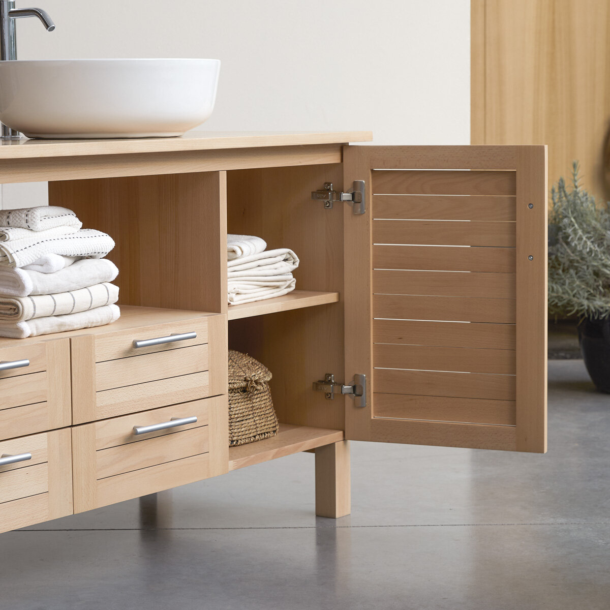 Soho - Mueble bajo lavabo de haya maciza 165 cm Soho - Mueble bajo lavabo de haya maciza 165 cm