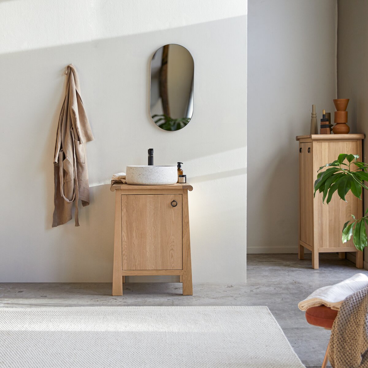 Mueble bajo lavabo en teca maciza y metal 60 cm - Baño / Mueble de baño -  Tikamoon