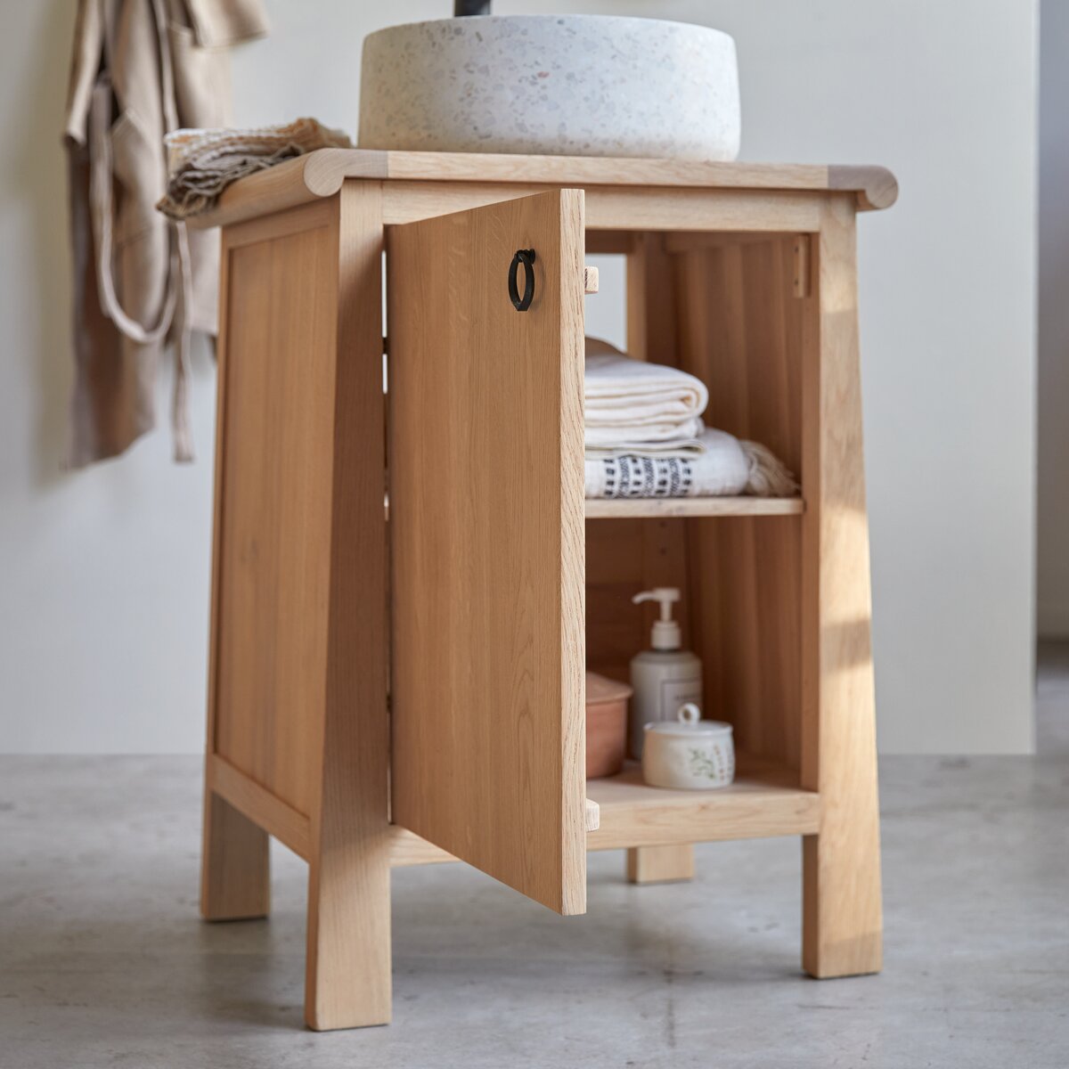 Mueble simple de lavabo de roble de 90 cm - Muebles de baño - Tikamoon