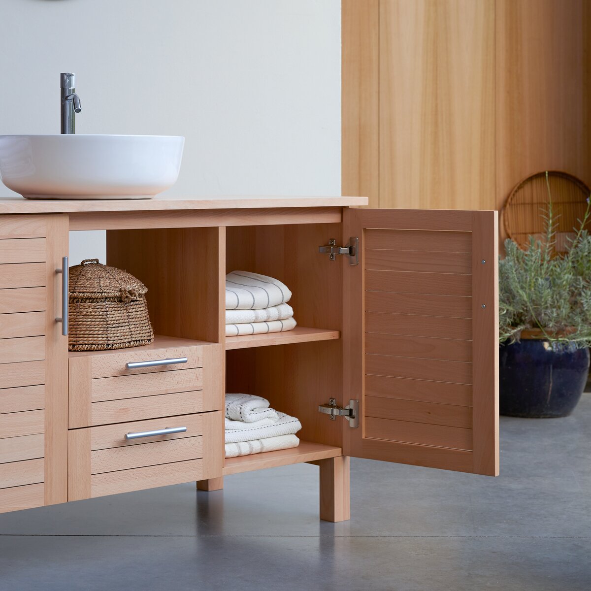 Soho - Mueble bajo lavabo de haya maciza 125 cm Soho - Mueble bajo lavabo de haya maciza 125 cm