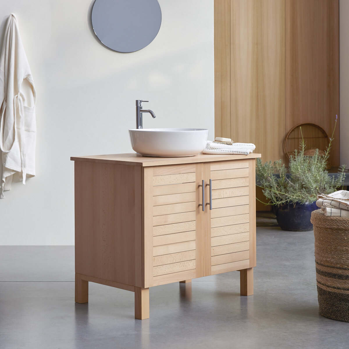 Beech vanity unit 85 cm Bathroom units Tikamoon