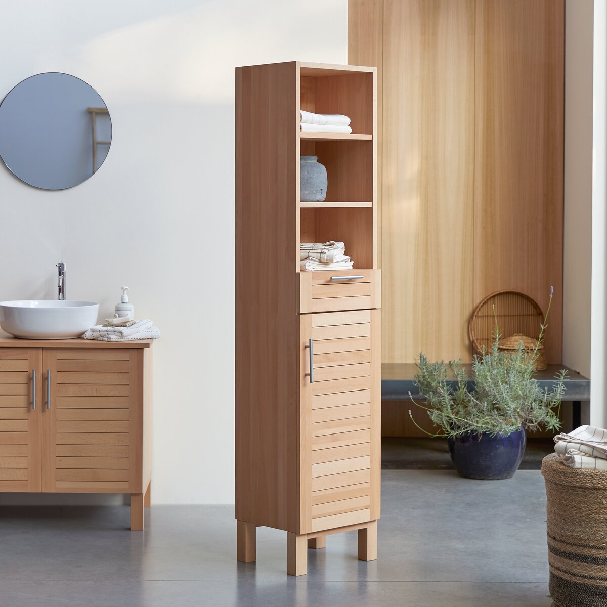 Soho - Solid beech tall bathroom cabinet Soho - Solid beech tall bathroom cabinet