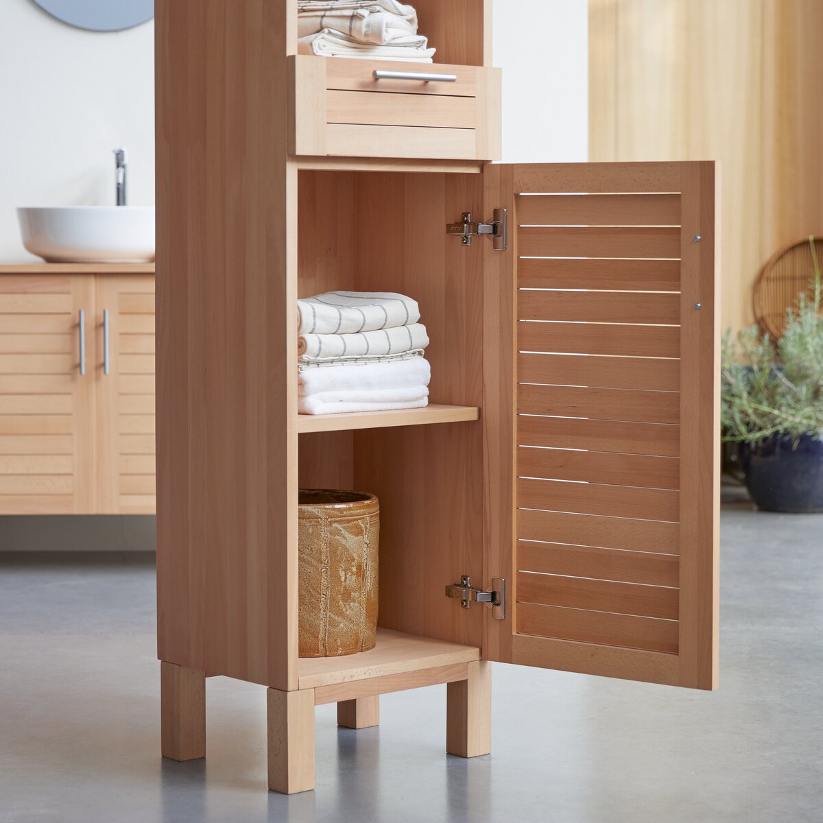 Soho - Solid beech tall bathroom cabinet Soho - Solid beech tall bathroom cabinet