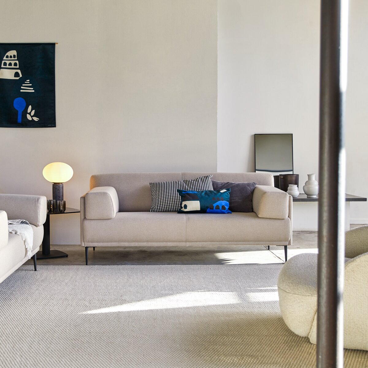 Finn - 3-Sitzer-Sofa mit ecrufarbenem Stoffbezug Finn - 3-Sitzer-Sofa mit ecrufarbenem Stoffbezug