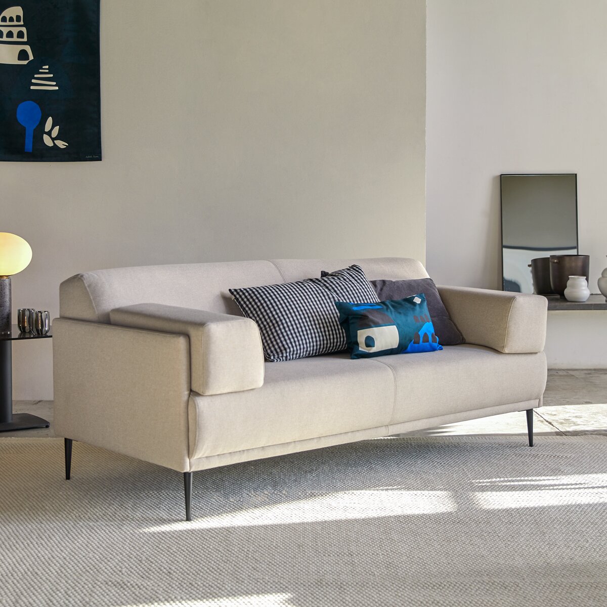 Finn - 3-Sitzer-Sofa mit ecrufarbenem Stoffbezug Finn - 3-Sitzer-Sofa mit ecrufarbenem Stoffbezug
