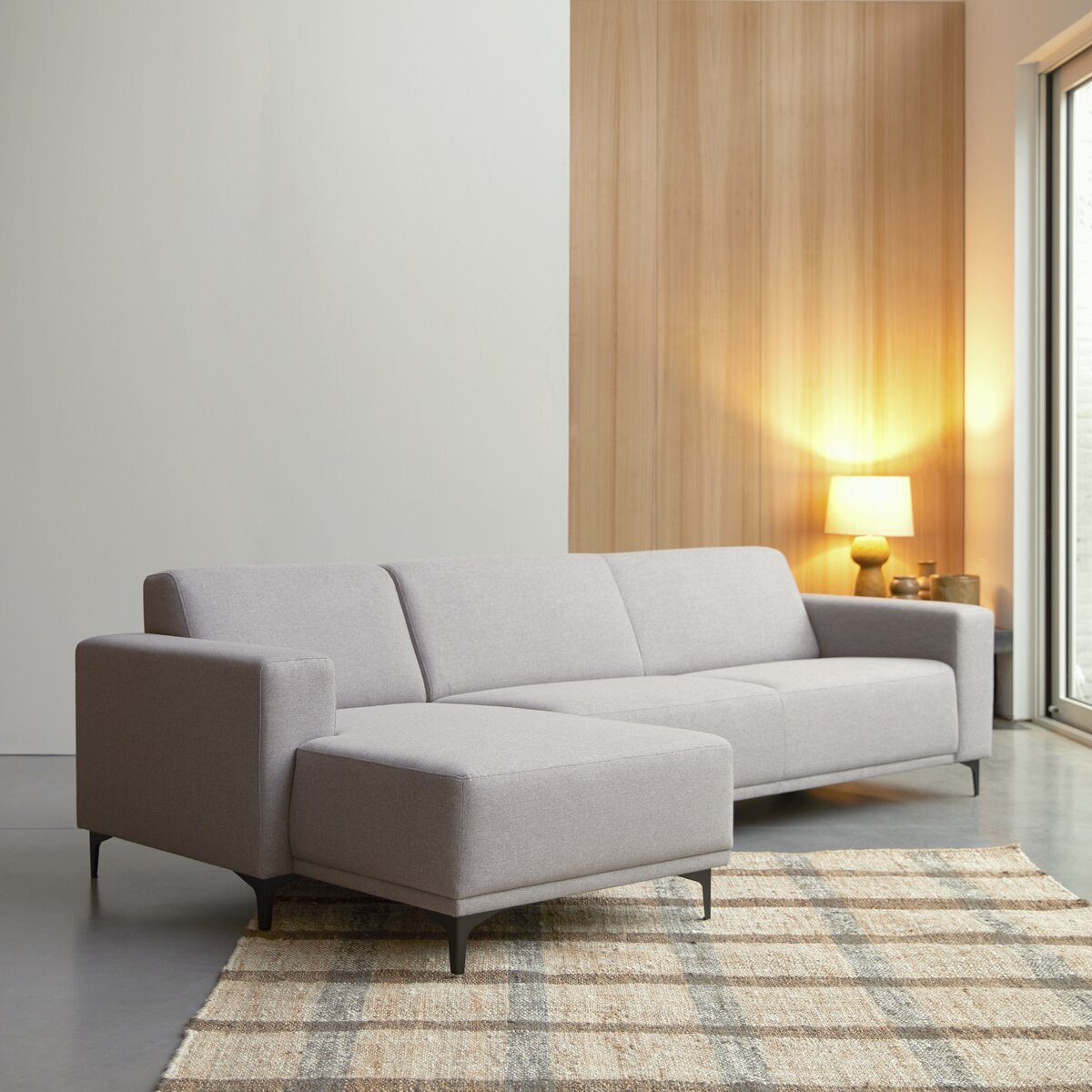 Lars - Ecksofa mit Eckelement links und grauem Stoffbezug 300 x 150 cm Lars - Ecksofa mit Eckelement links und grauem Stoffbezug 300 x 150 cm