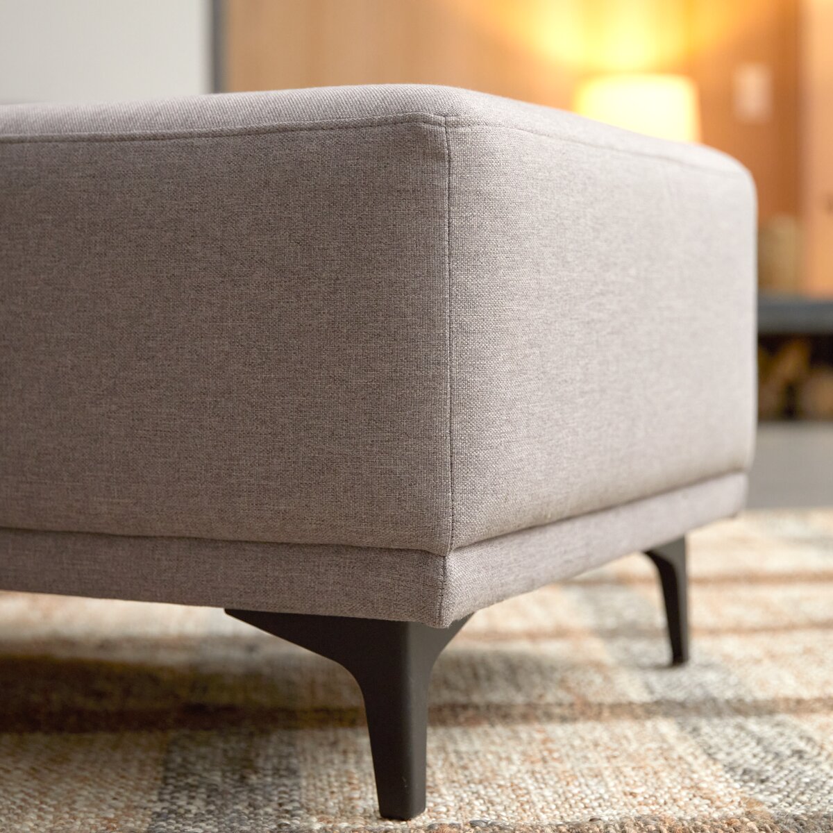 Pouf Poggiapiedi In Tessuto Effetto Lino Imbottito 40x30x24 Cm Grigio Homcom | Maisons Du Monde - Foto 5