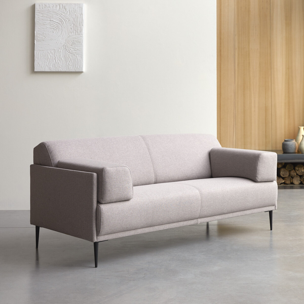 Finn - 3-Sitzer-Sofa mit grauem Stoffbezug Finn - 3-Sitzer-Sofa mit grauem Stoffbezug