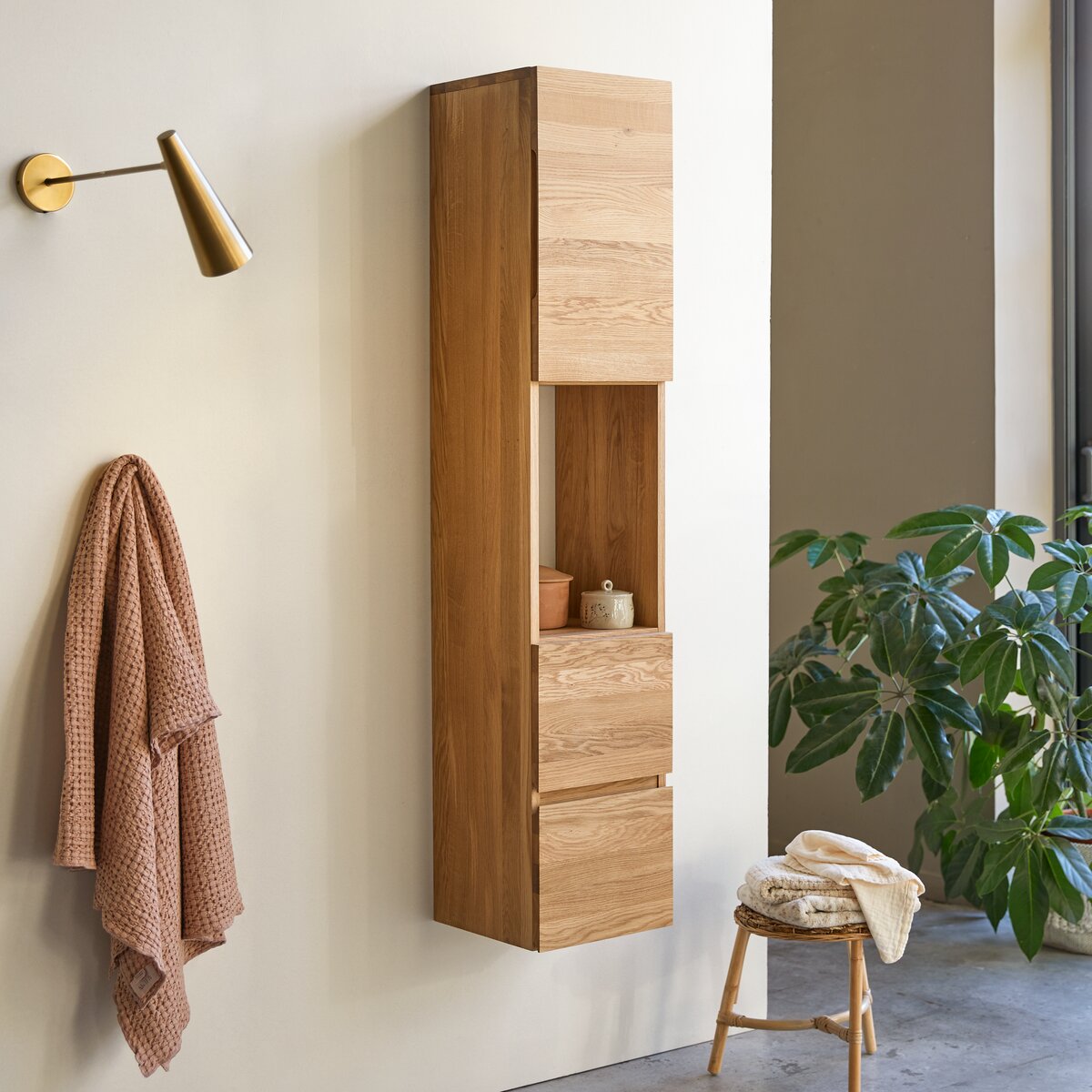 Oak wall-mounted unit 150 cm - Bathroom - Tikamoon