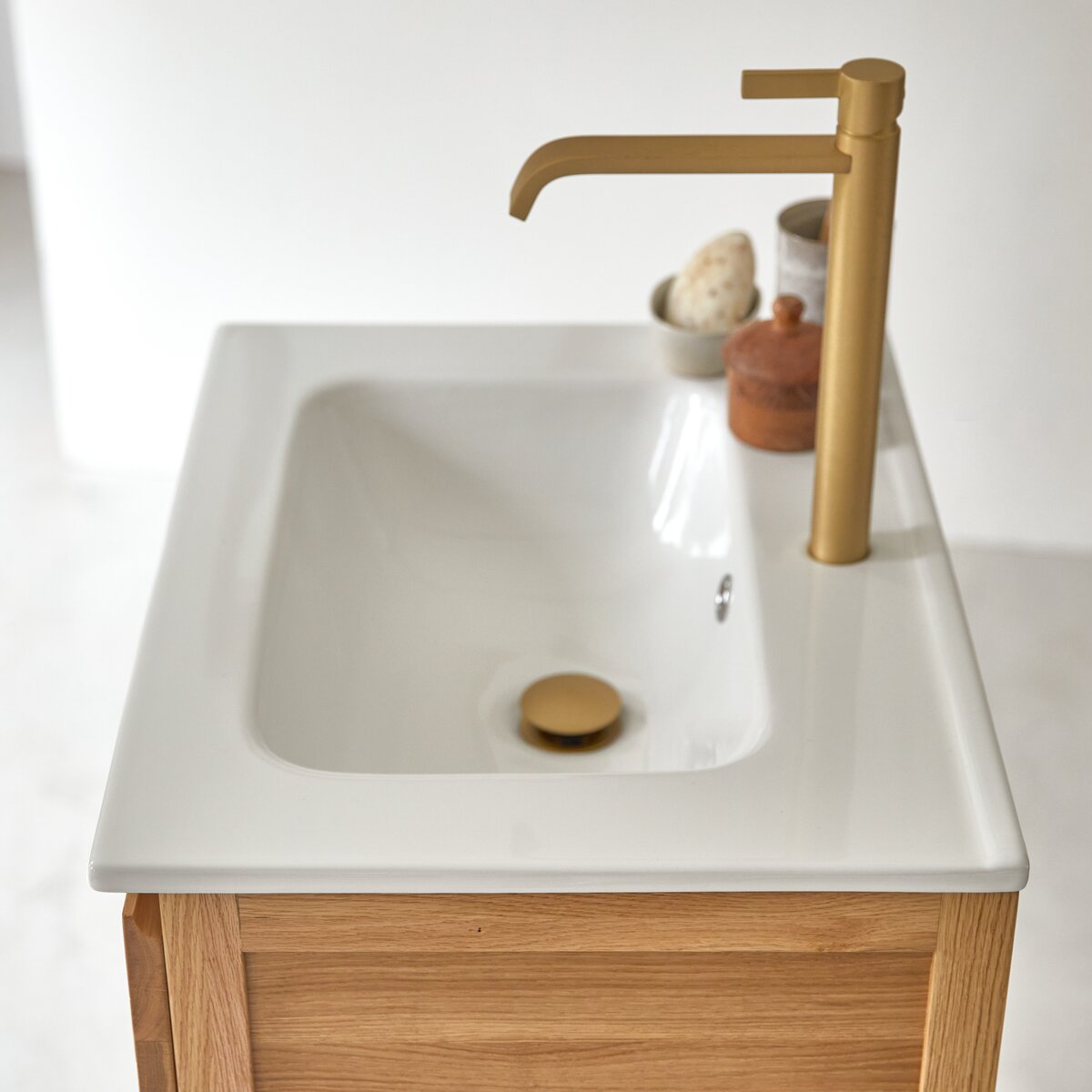 Easy - Solid oak and ceramic bathroom unit 60 cm Easy - Solid oak and ceramic bathroom unit 60 cm