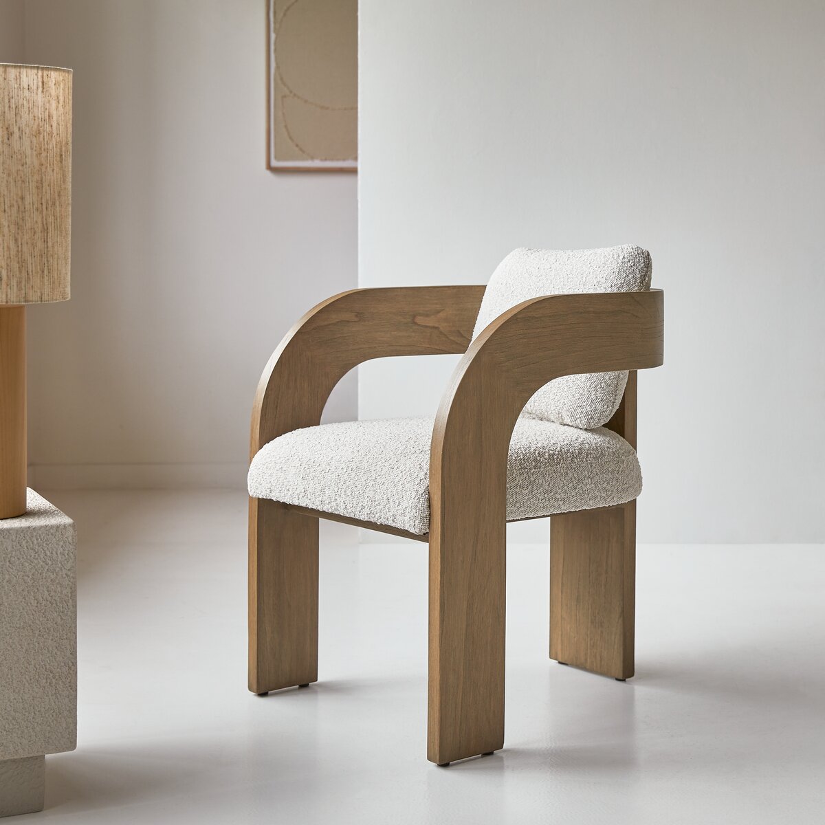 Boti - Chaise en mindi massif et tissu écru Boti - Chaise en mindi massif et tissu écru