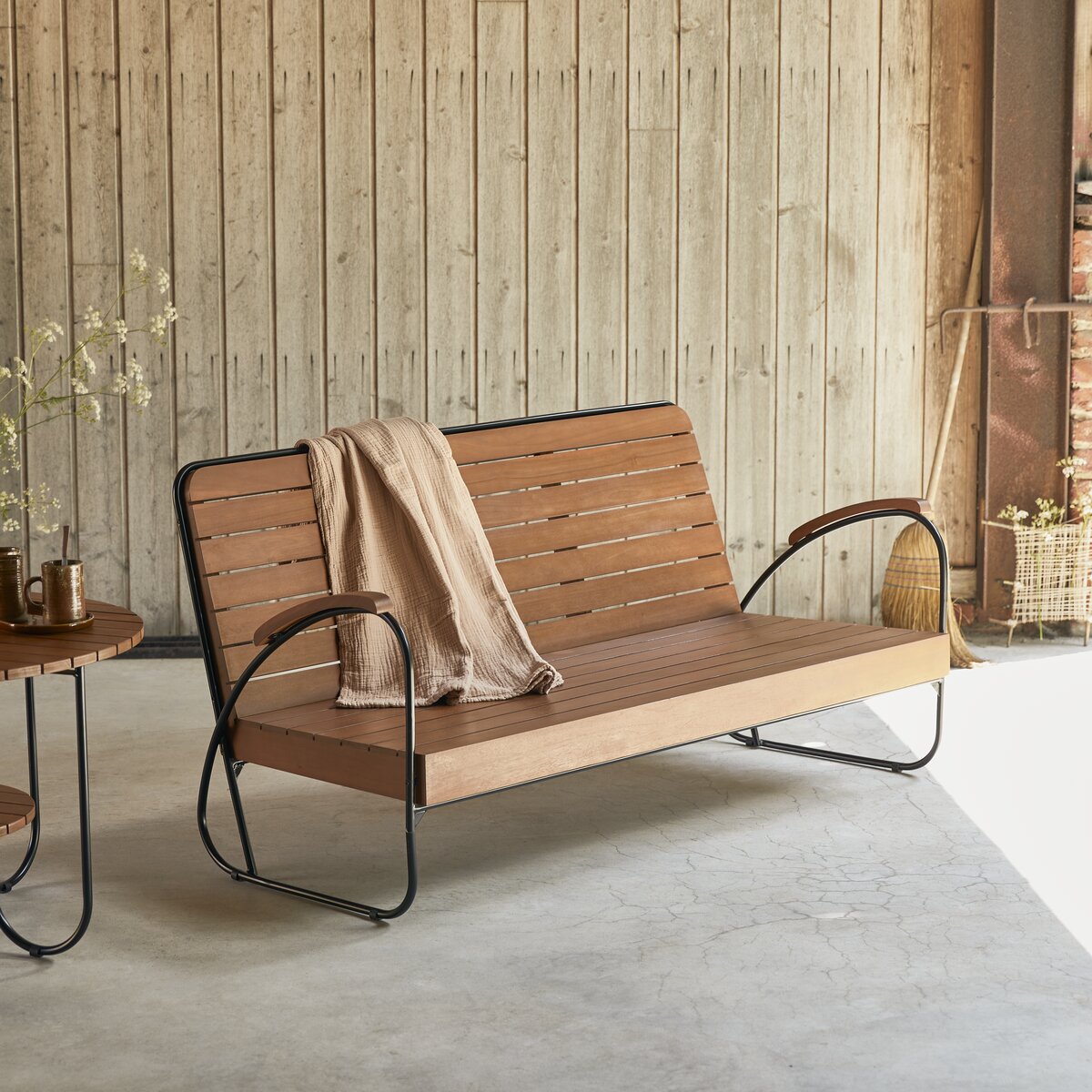 Banc de jardin en acacia avec rangement