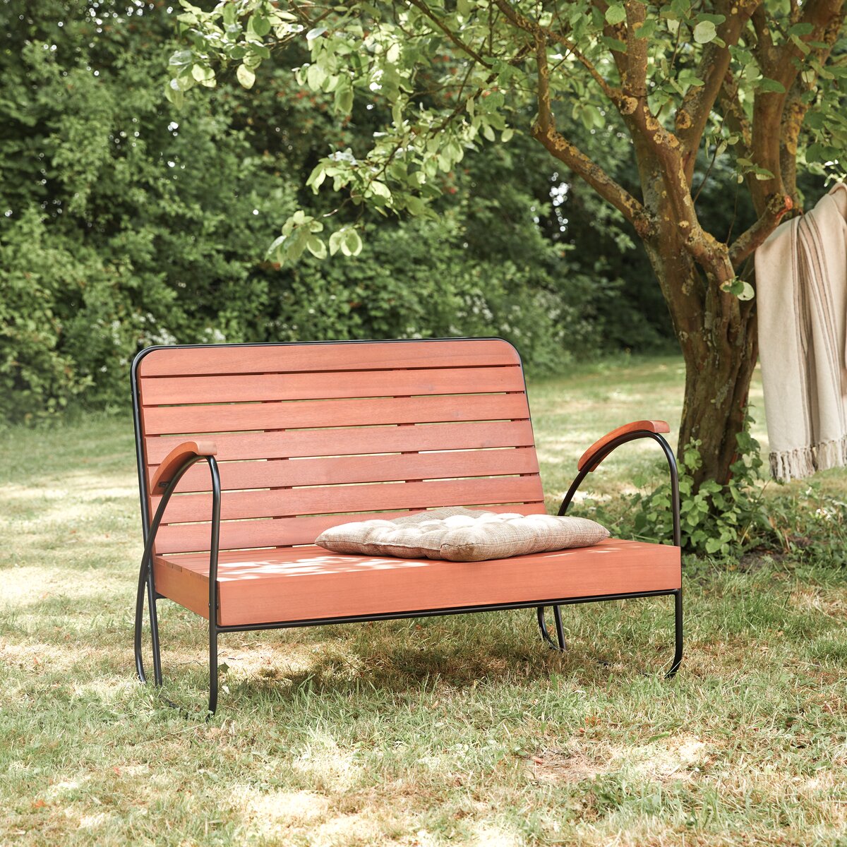 Banc de jardin en acacia avec rangement