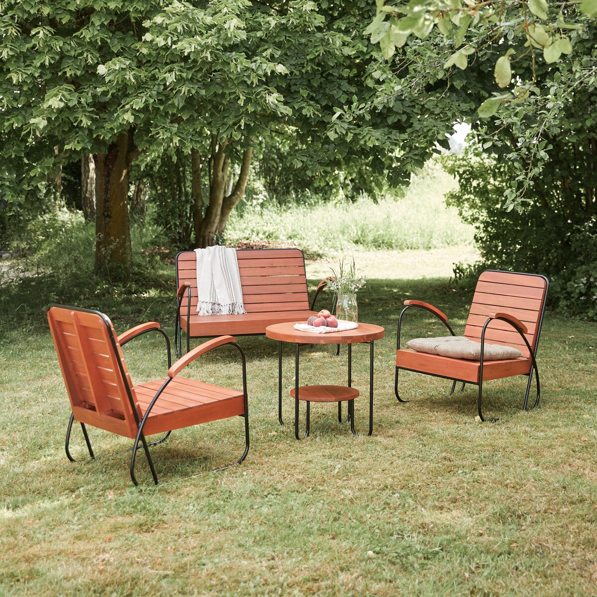 Key Wood - Solid acacia 4-seater garden furniture set