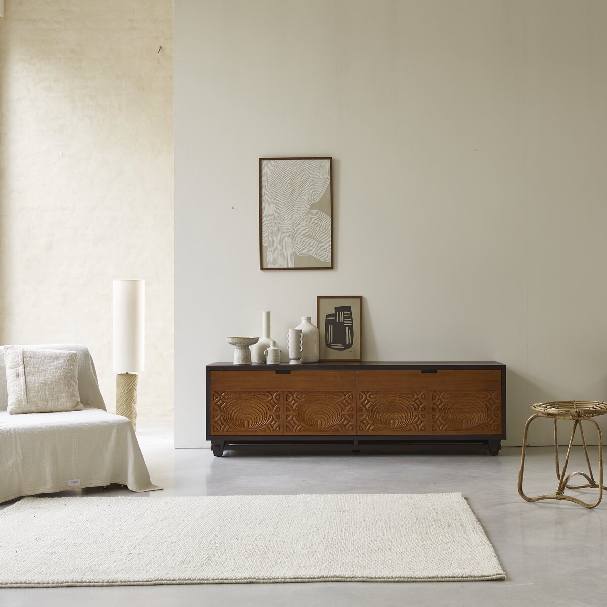 Frida - Mueble de TV de caoba maciza 200 cm Frida - Mueble de TV de caoba maciza 200 cm