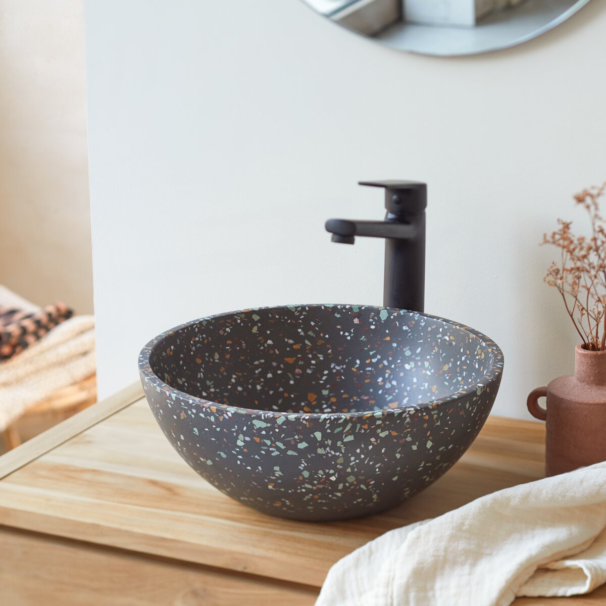 Micha Round confetti terrazzo basin