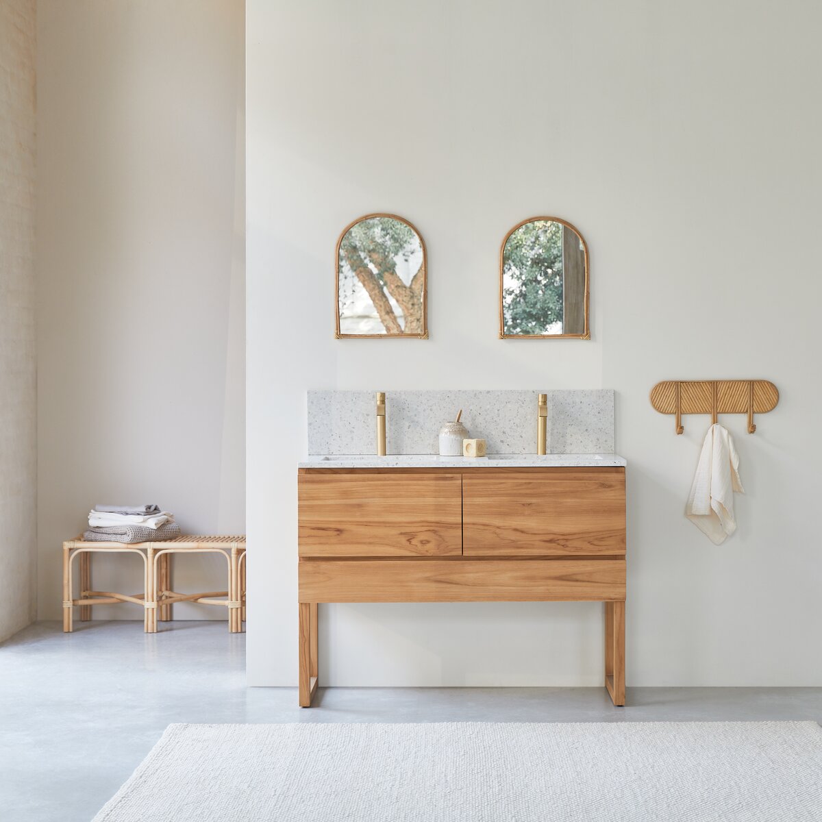 Edgar - Moon 120 cm solid teak and premium terrazzo vanity unit Edgar - Moon 120 cm solid teak and premium terrazzo vanity unit
