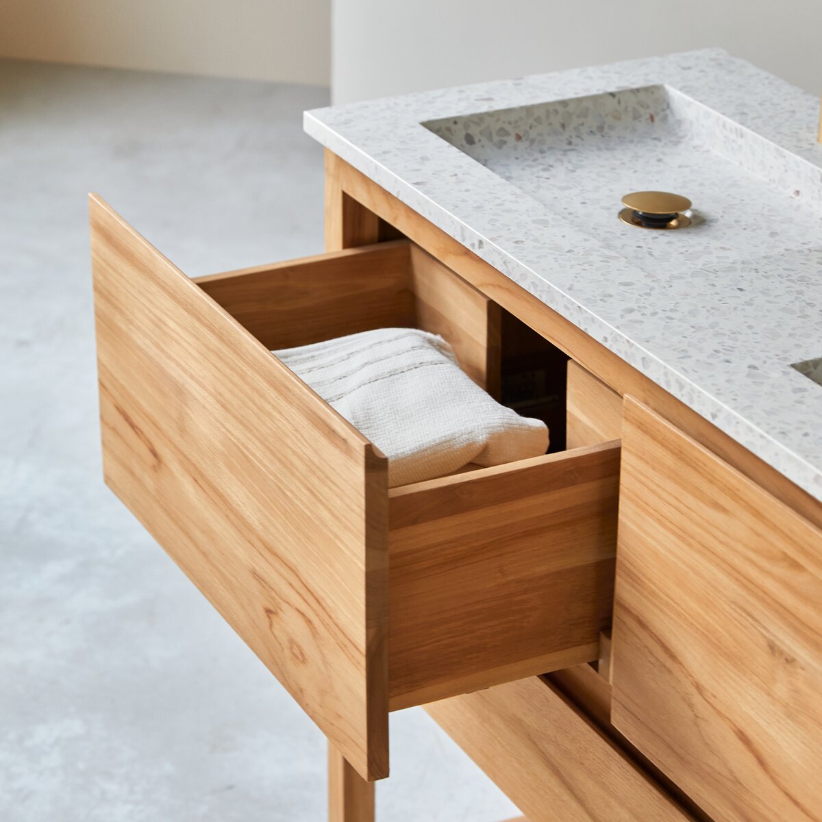 Edgar - Moon 120 cm solid teak and premium terrazzo vanity unit Edgar - Moon 120 cm solid teak and premium terrazzo vanity unit