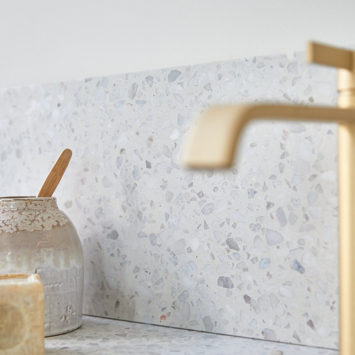 Edgar - Moon 120 cm solid teak and premium terrazzo vanity unit Edgar - Moon 120 cm solid teak and premium terrazzo vanity unit