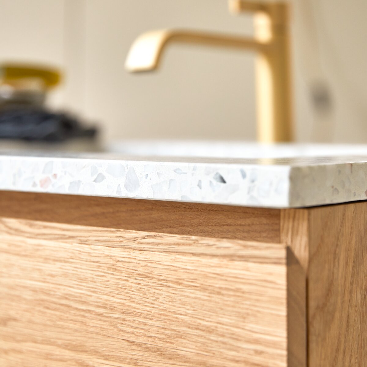 Nova - Meuble Salle de Bain en chêne massif et terrazzo premium Moon 120 cm Nova - Meuble Salle de Bain en chêne massif et terrazzo premium Moon 120 cm