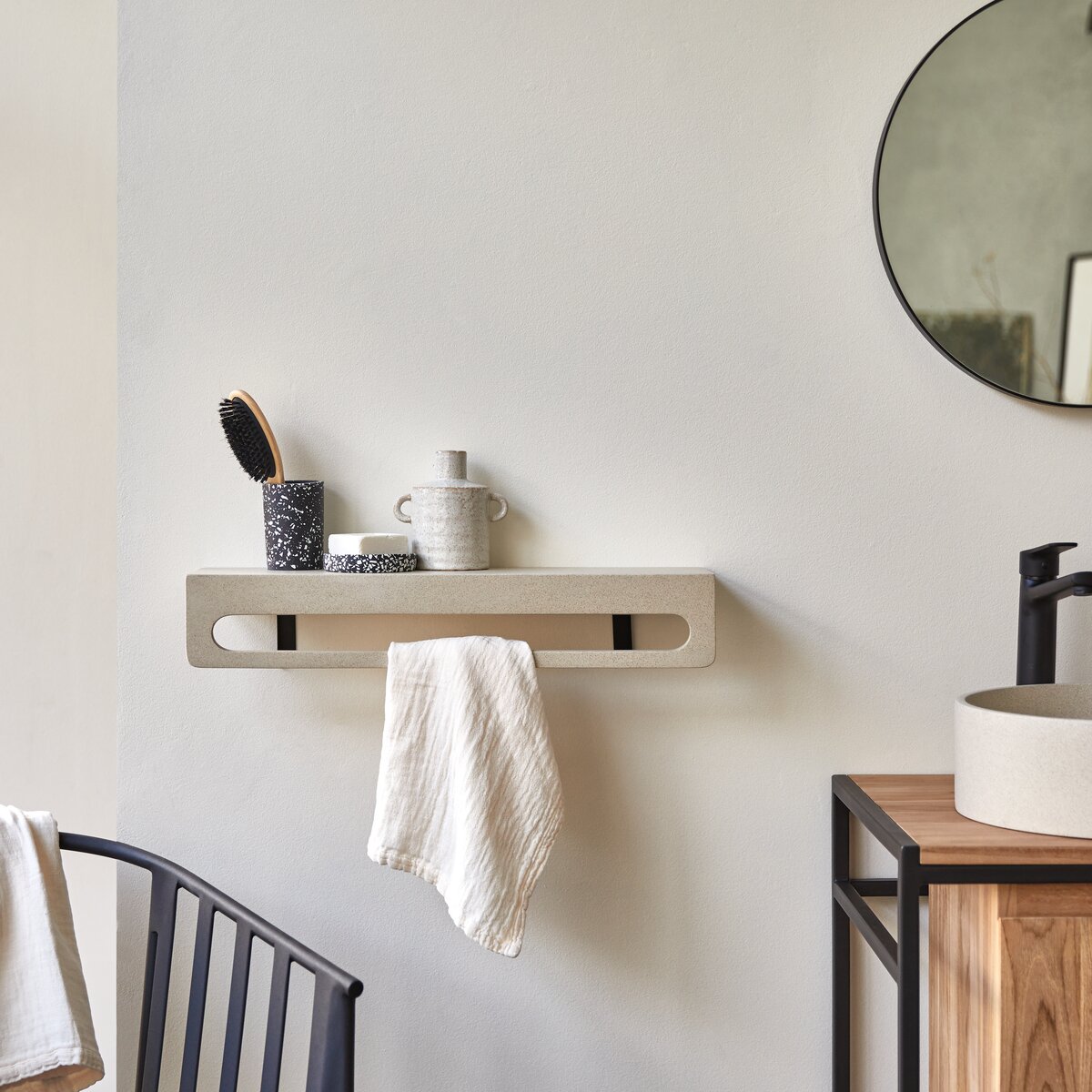 Clea - Porte serviette mural en terrazzo cream Clea - Porte serviette mural en terrazzo cream