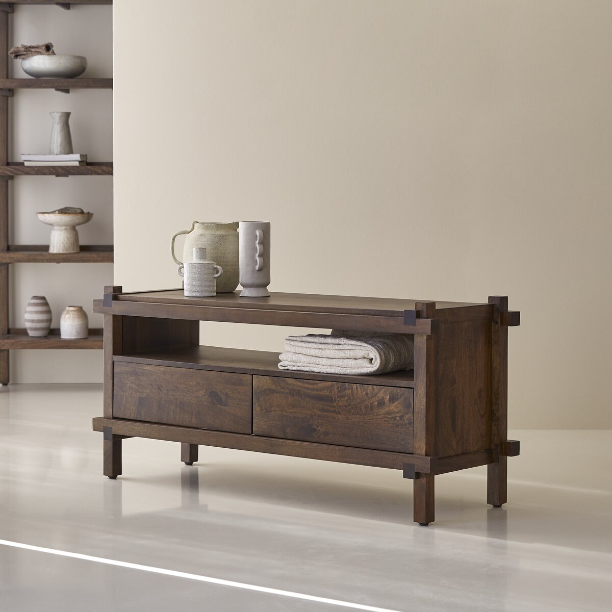 Arko - 2 drawer TV stand in solid mango wood 120 cm Arko - 2 drawer TV stand in solid mango wood 120 cm