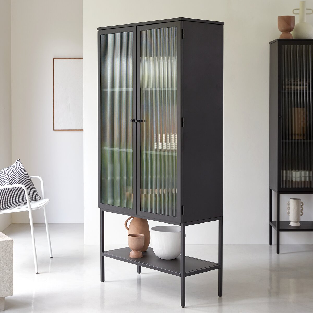 Black iron deals display cabinet