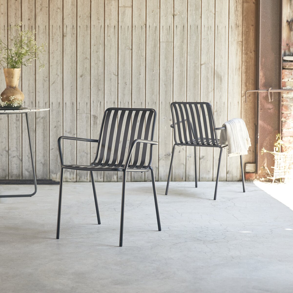 Black metal chair with armrests Garden furniture Tikamoon