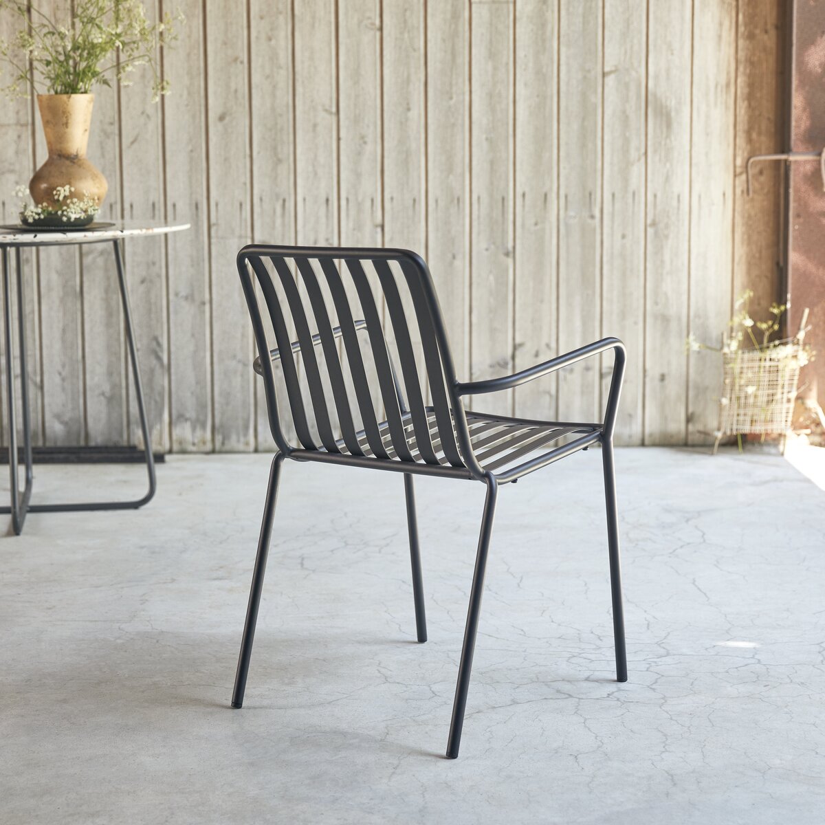 Black metal chair with armrests Garden furniture Tikamoon