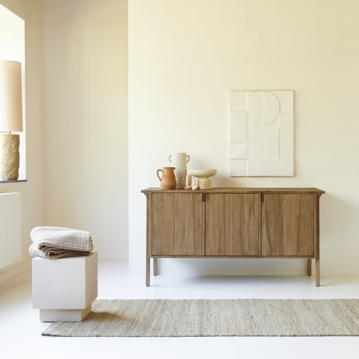 Pine and elm sideboard 155 cm - Living room storage furniture