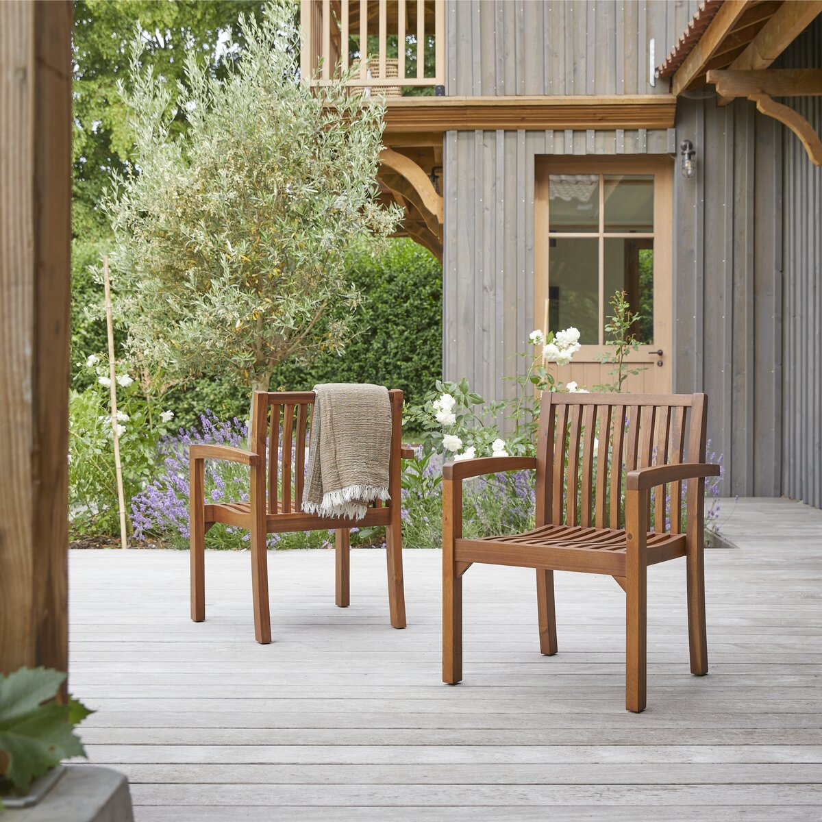 Meuble de cuisine extérieure avec rangement en acacia hui