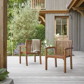 Pilar - Set of 2 solid acacia garden armchairs