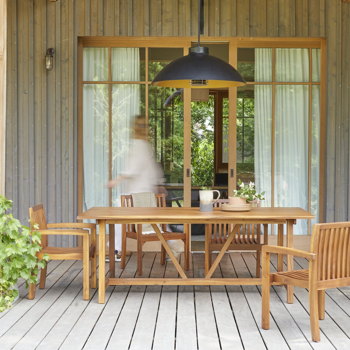 Meuble de cuisine extérieure avec rangement en acacia hui