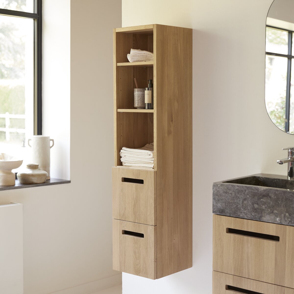Line - Solid oak tall cabinet Line - Solid oak tall cabinet