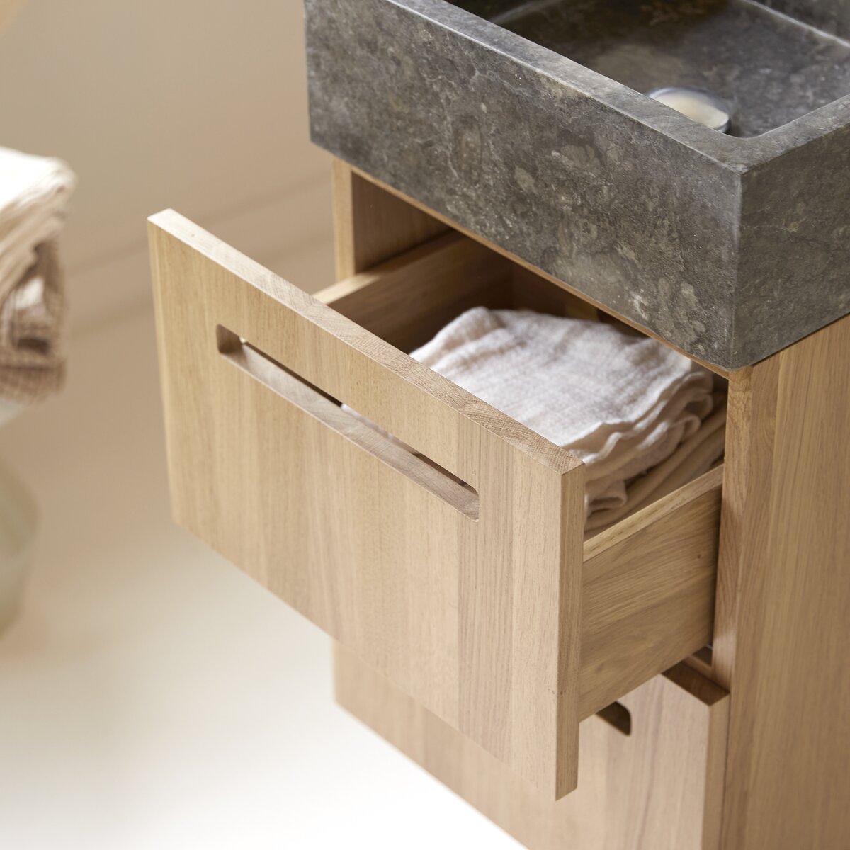Line - Solid oak and marble vanity unit 40 cm Line - Solid oak and marble vanity unit 40 cm