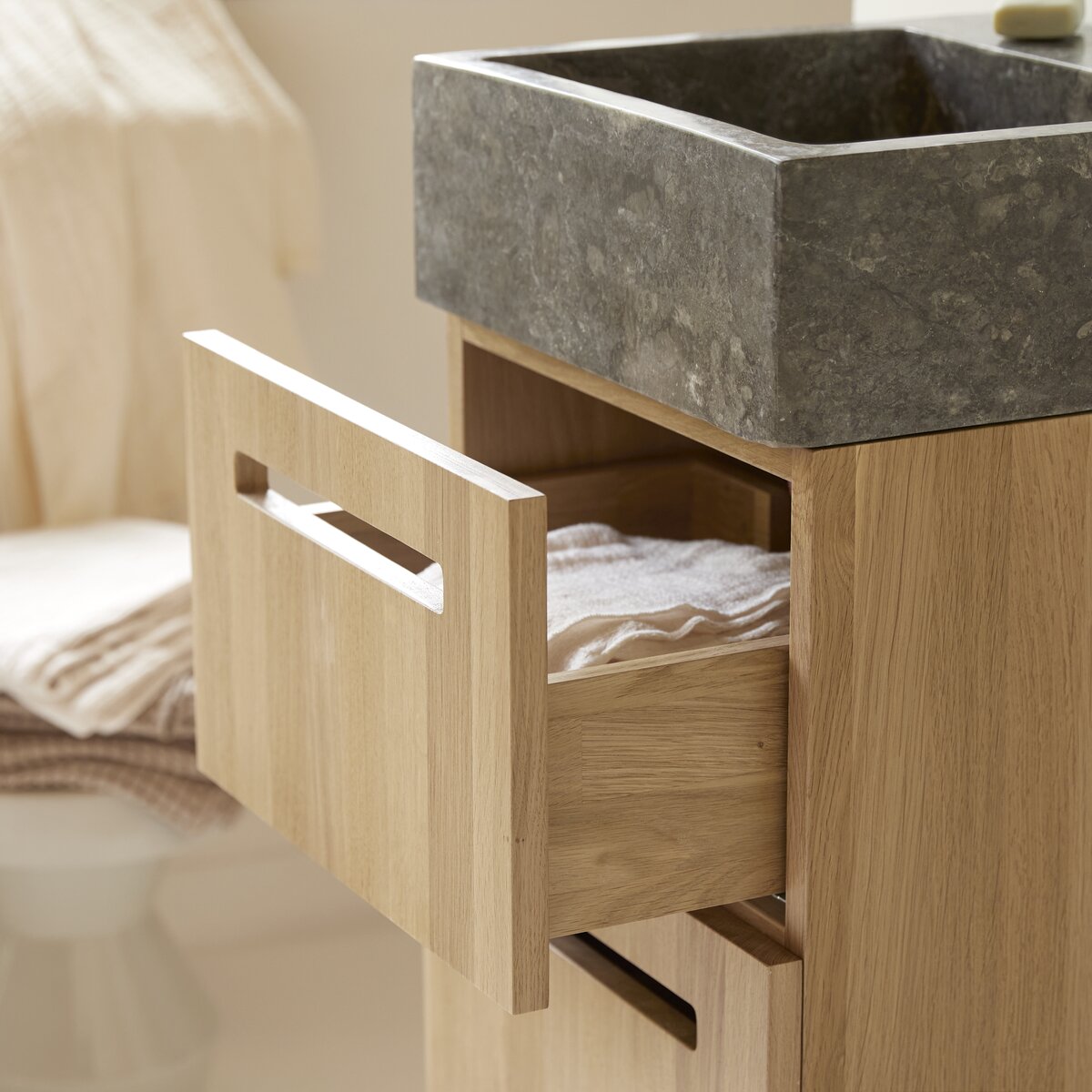 Line - Solid oak and marble vanity unit 40 cm Line - Solid oak and marble vanity unit 40 cm