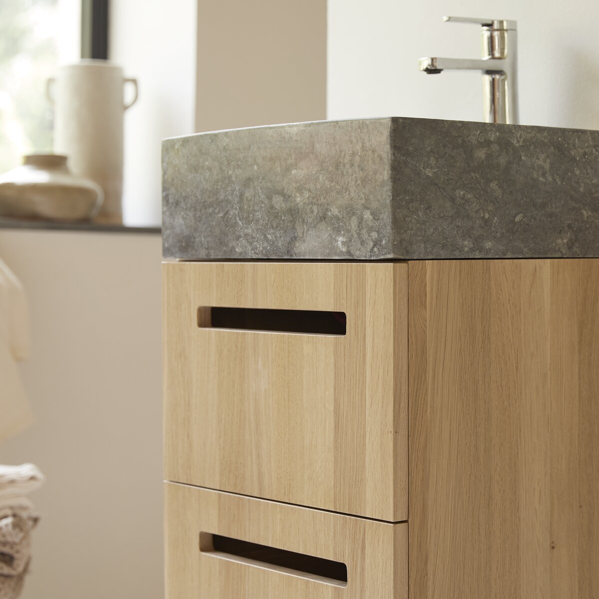 Line - Solid oak and marble vanity unit 40 cm Line - Solid oak and marble vanity unit 40 cm