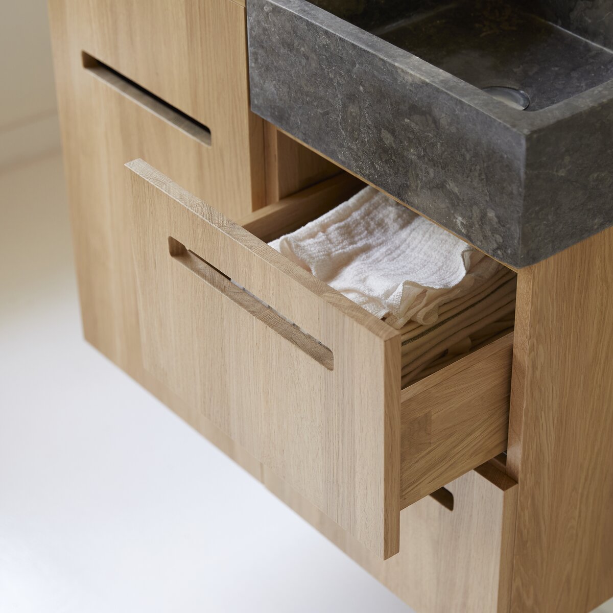 Line - Solid oak and marble vanity unit 85 cm Line - Solid oak and marble vanity unit 85 cm