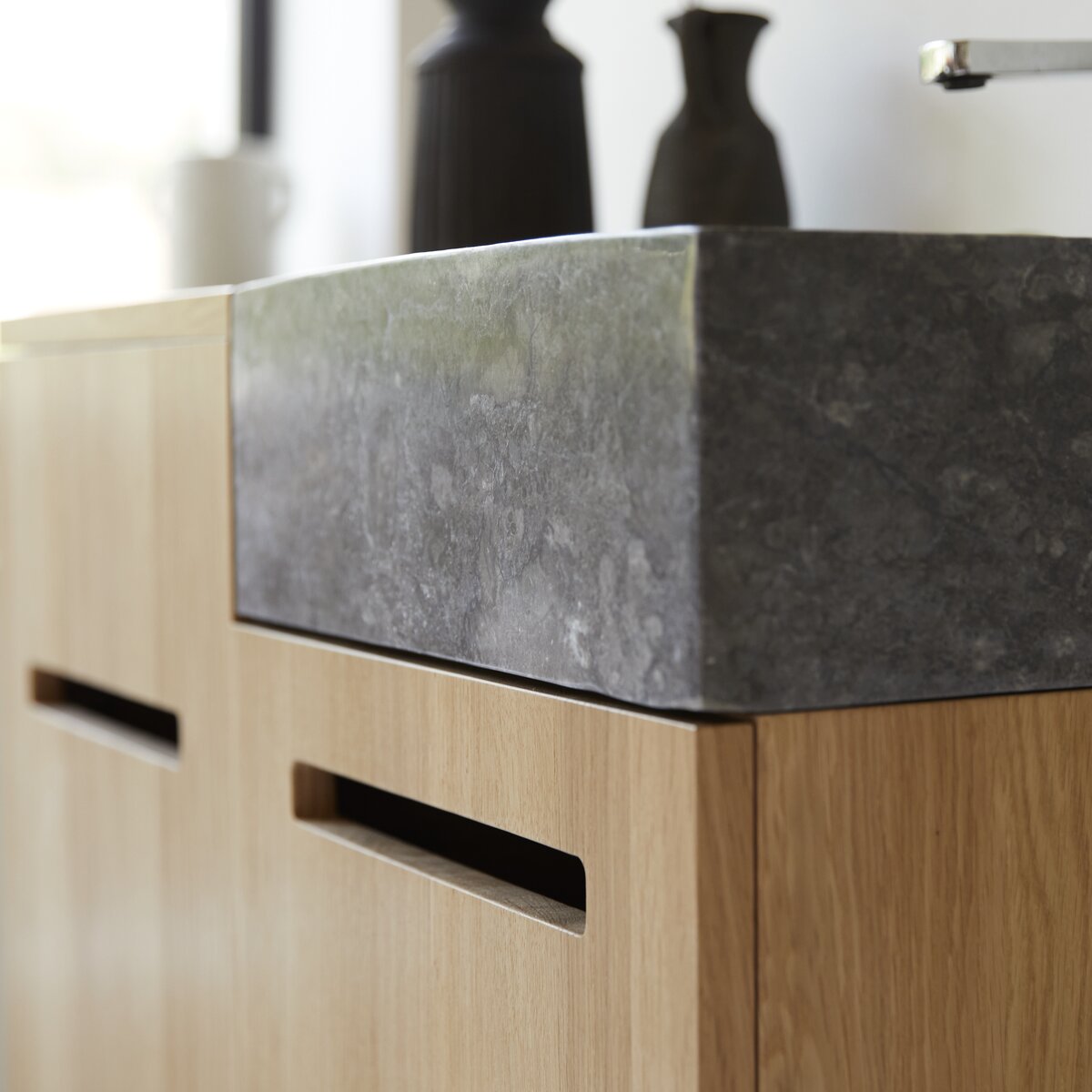 Line - Solid oak and marble vanity unit 85 cm Line - Solid oak and marble vanity unit 85 cm