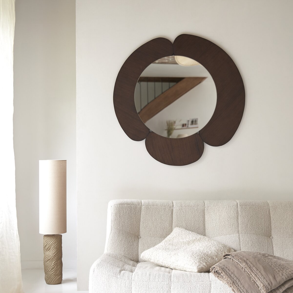 Sara - Dark mindi wood mirror 110x110 cm Sara - Dark mindi wood mirror 110x110 cm