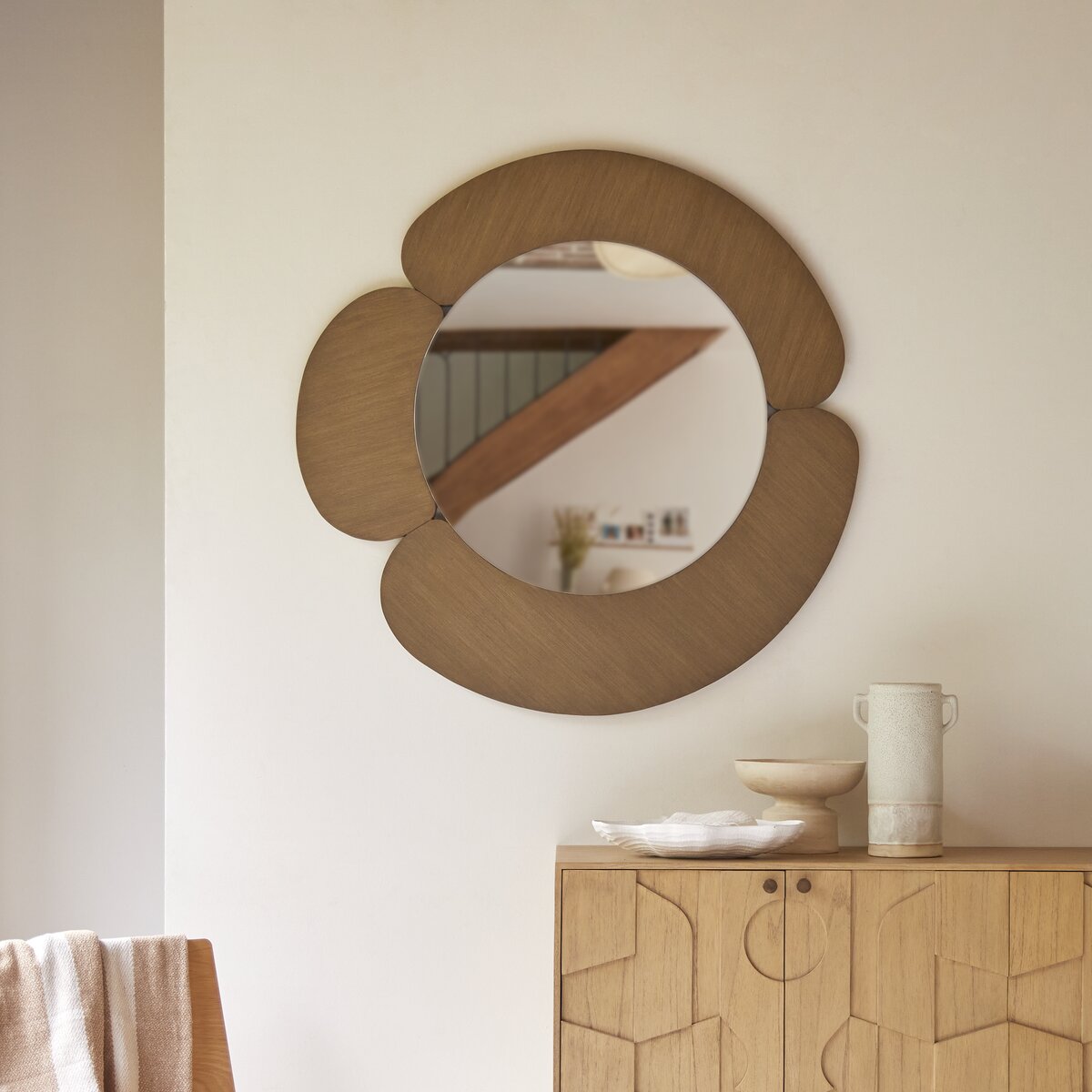 Sara - Light mindi wood mirror 110x110 cm