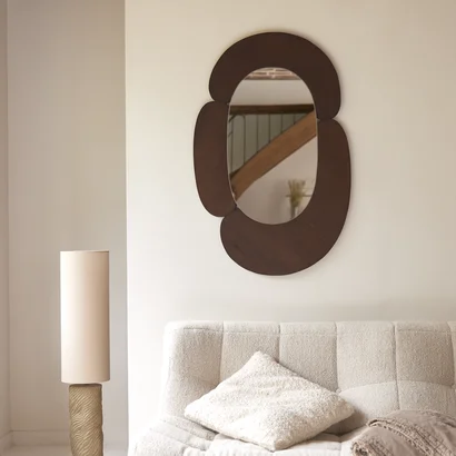 Eda - Oval mirror in dark mindi wood 75x115 cm