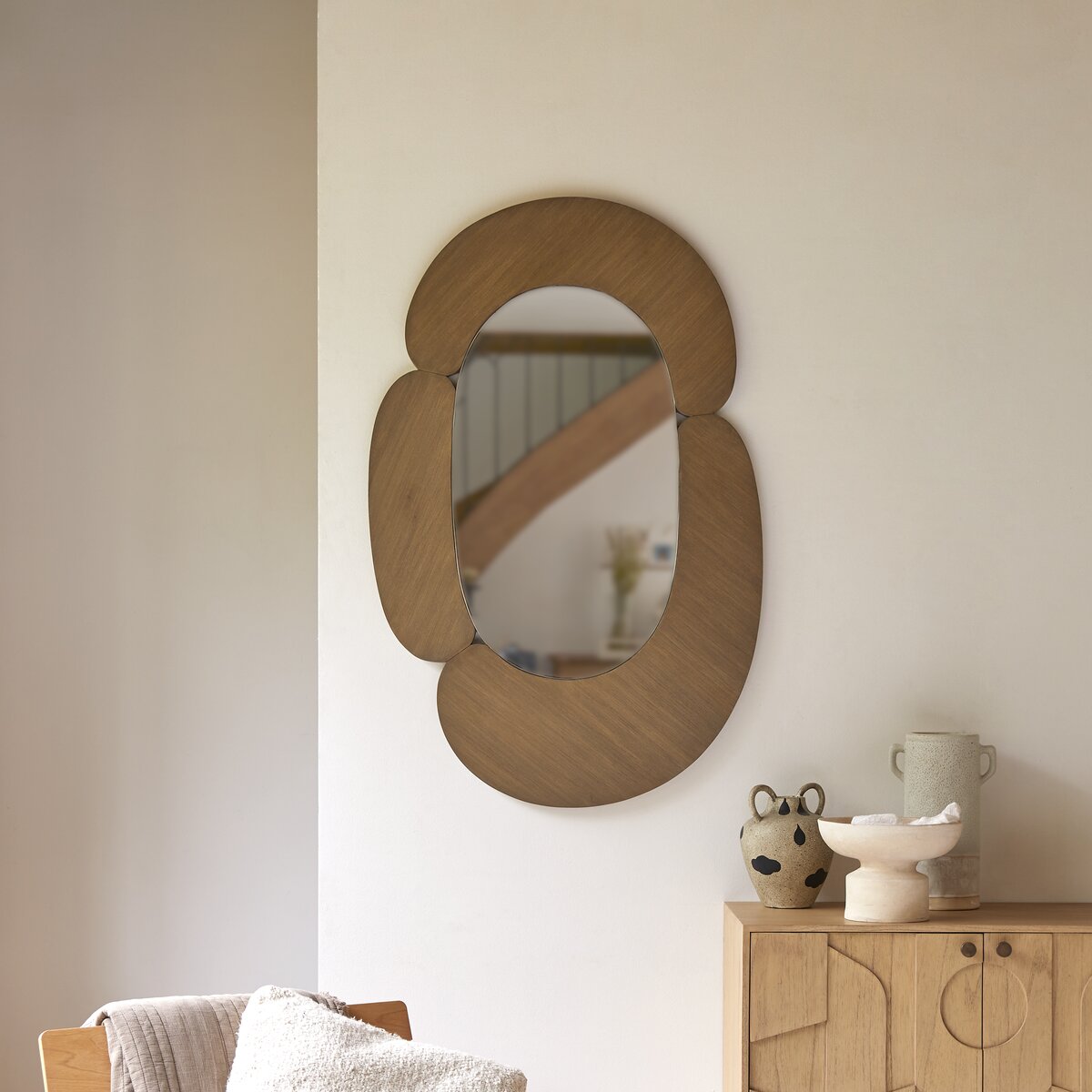 Eda - Oval mirror in light mindi wood 75x115 cm