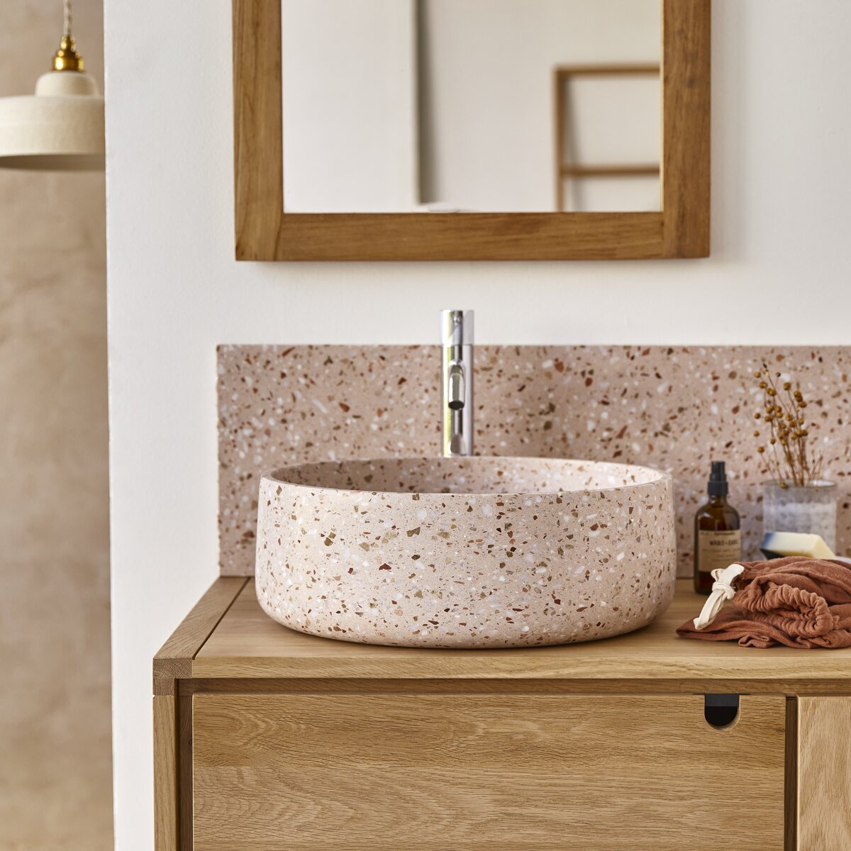 Milos - Round Pink premium terrazzo washbasin Milos - Round Pink premium terrazzo washbasin