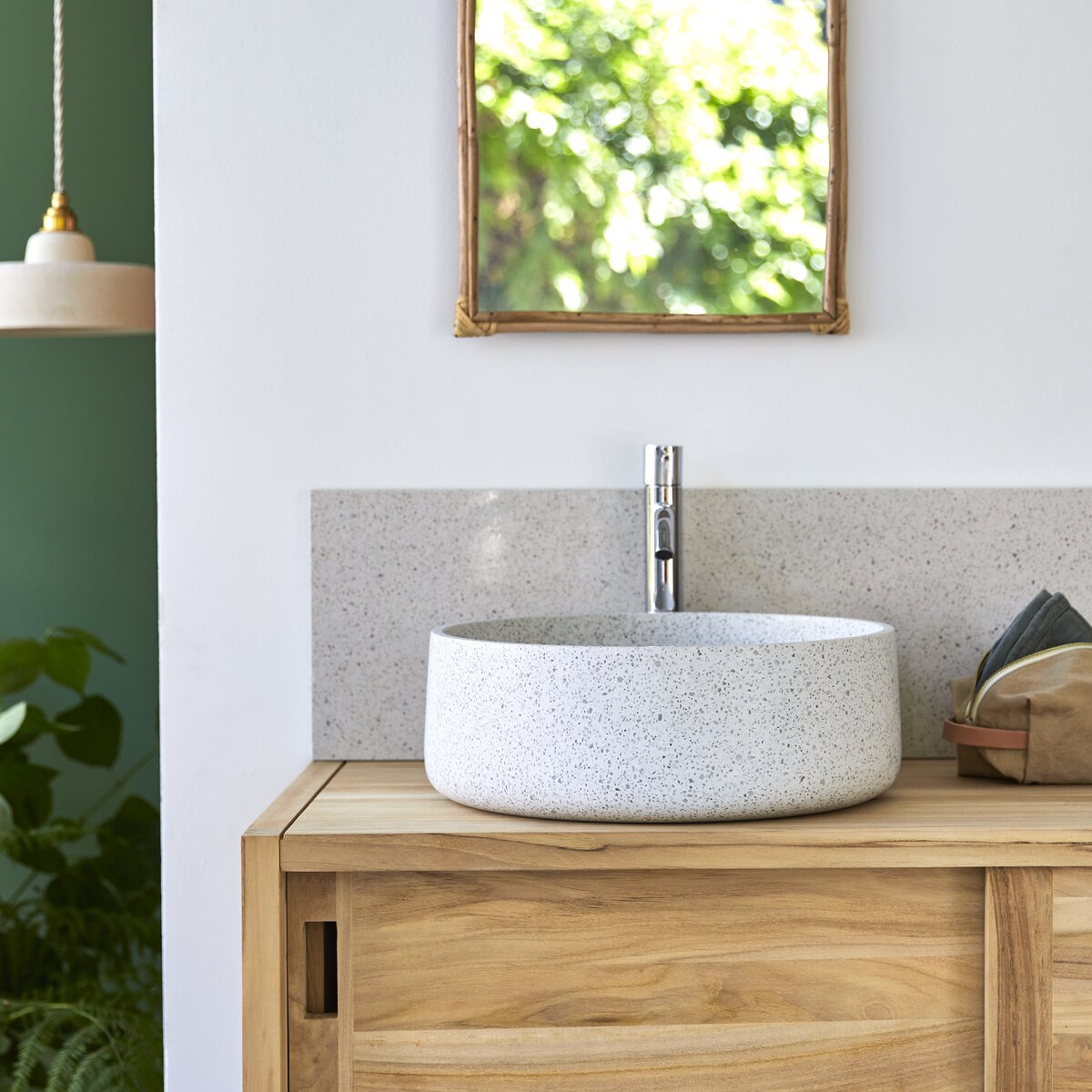 Milos - Round white premium terrazzo washbasin Milos - Round white premium terrazzo washbasin