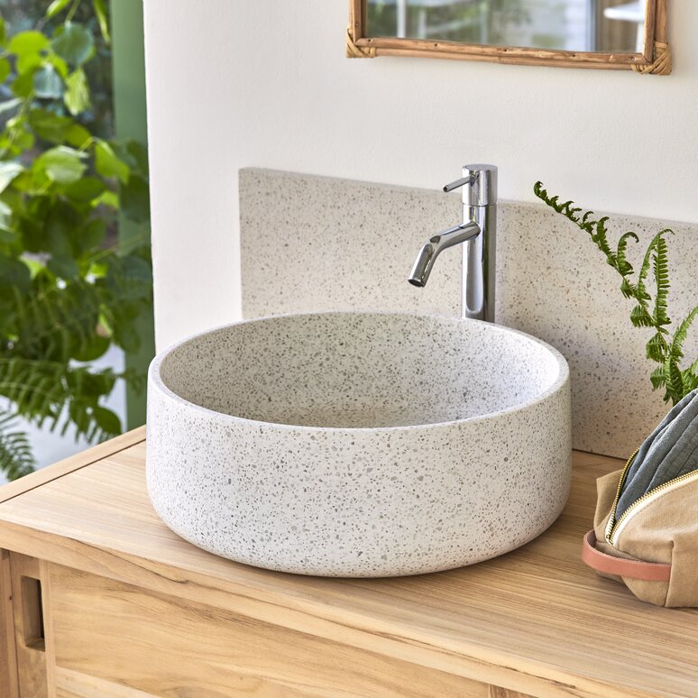 Vasque à poser ronde 41 cm en céramique blanche - Design élégant et pratique