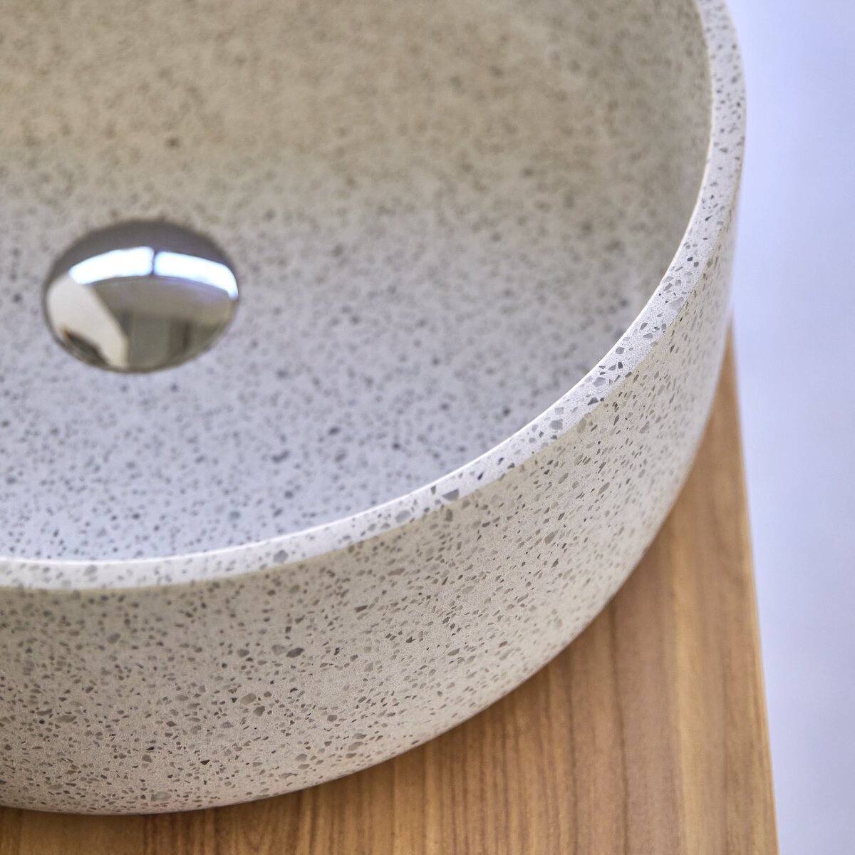 Milos - Round white premium terrazzo washbasin Milos - Round white premium terrazzo washbasin